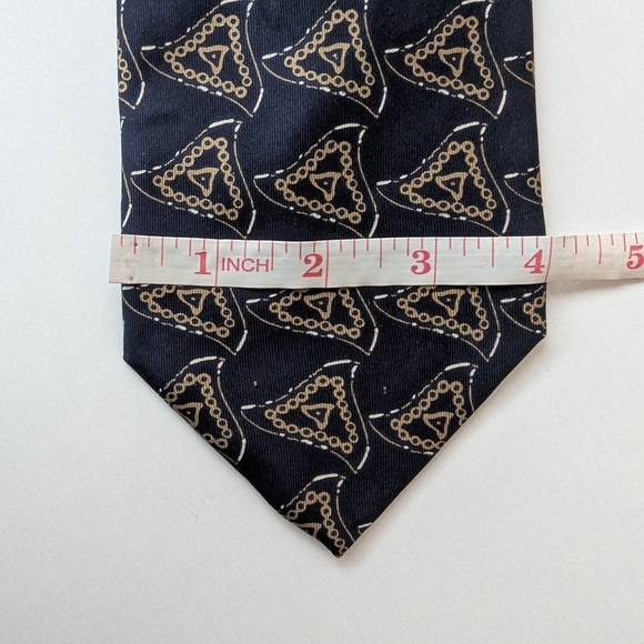 Giorgio Armani Gravatte Silk Elegant Blue and Gold Men's Tie - Picture 9 of 10